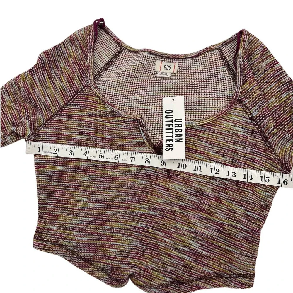 BDG Cropped Multi Color Striped Long Sleeve Size Med New with Tags - Picture 8 of 8